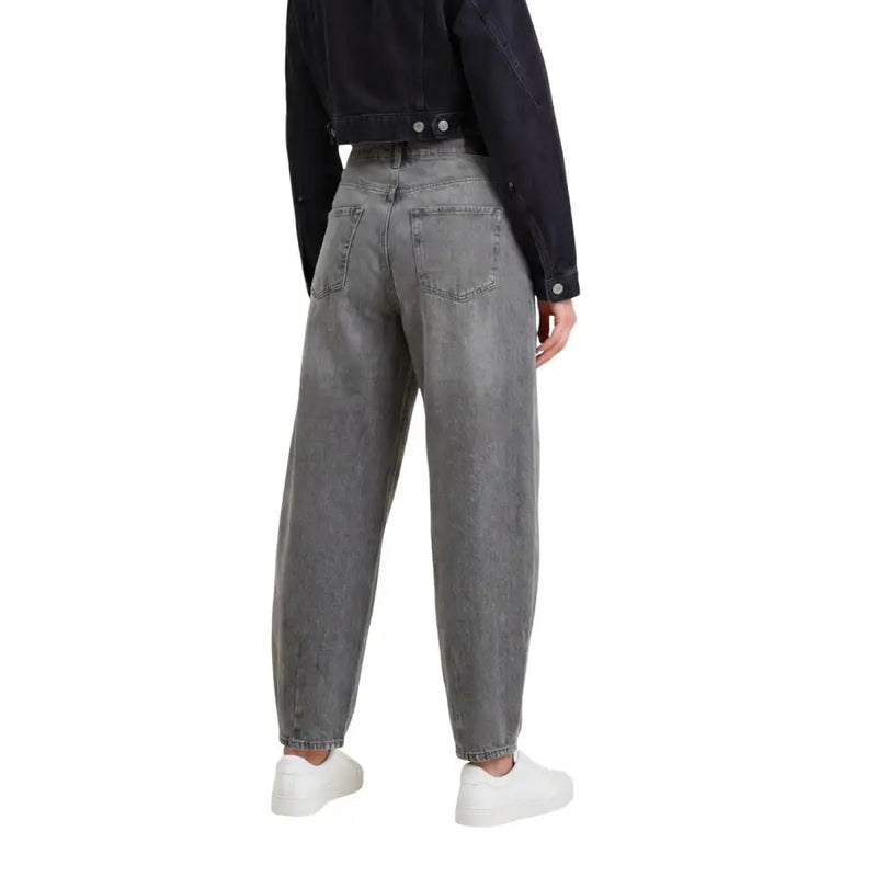 Vue arrière de Jacqueline De Yong Jean gris en coton à jambes larges et coupe décontractée