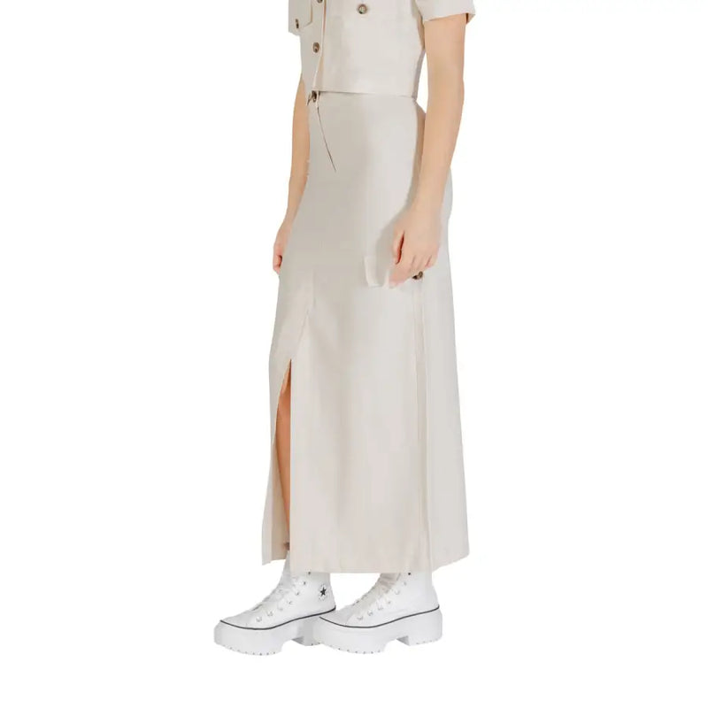 Jacqueline De Yong Jupe midi plissée blanc cassé avec fente haute