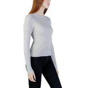 Jacqueline De Yong pull côtelé argenté à manches longues et col montant top