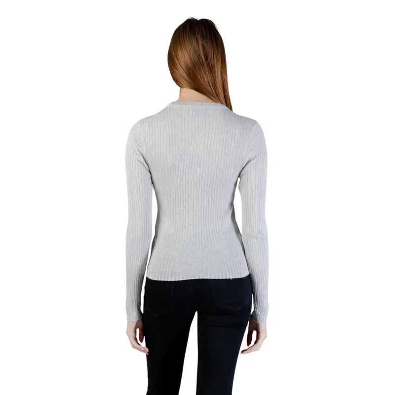 Jacqueline De Yong pull à manches longues en maille côtelée gris clair argenté