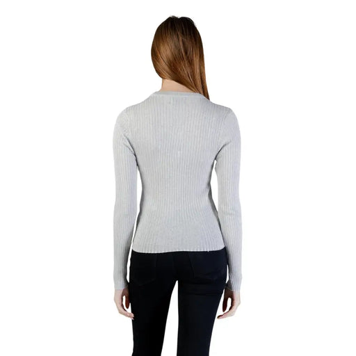 Jacqueline De Yong pull à manches longues en maille côtelée gris clair argenté