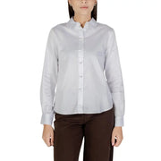 Jacqueline De Yong white cotton round neck long-sleeved shirt for women