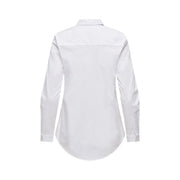Jacqueline de yong women beige cotton long sleeve shirt with tailored fit and classic collar front view