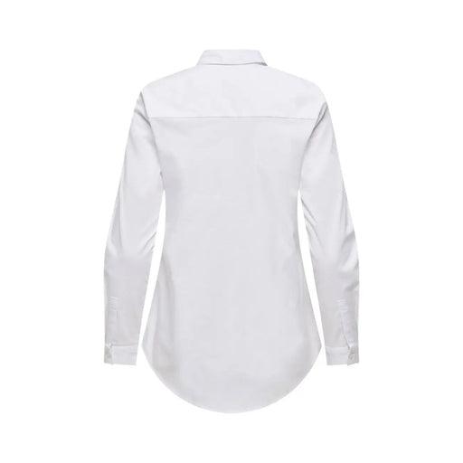 Jacqueline de yong women beige cotton long sleeve shirt with tailored fit and classic collar front view