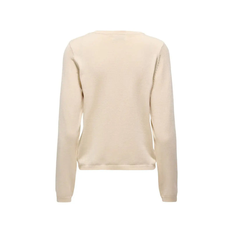 Pull à manches longues couleur crème en maille beige et viscose mélangée pour femme, au design minimaliste, signé Jacqueline de Yong