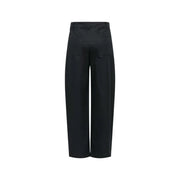 Pantalon noir en coton pour femme Jacqueline de yong, taille haute, jambes larges, au design minimaliste et élégant, avec de discrètes poches avant.