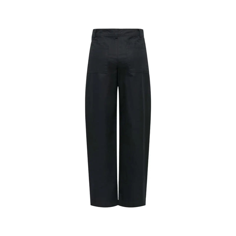 Pantalon noir en coton pour femme Jacqueline de yong, taille haute, jambes larges, au design minimaliste et élégant, avec de discrètes poches avant.
