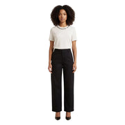 Pantalon large en coton noir pour femme Jacqueline de yong, coupe ajustée et plis discrets sur le devant, taille 15367918