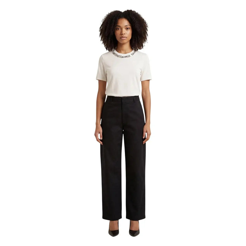 Pantalon large en coton noir pour femme Jacqueline de yong, coupe ajustée et plis discrets sur le devant, taille 15367918