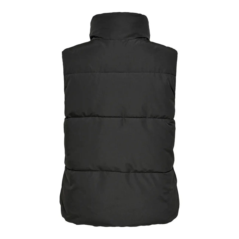 Gilet matelassé noir en polyester pour femme Jacqueline de yong, avec col montant et coutures horizontales