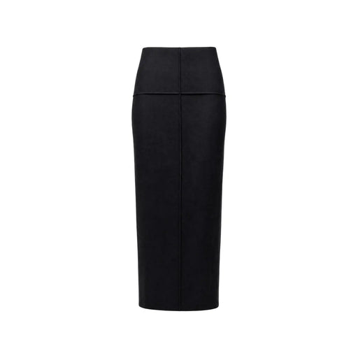 Jupe crayon noire taille haute pour femme Jacqueline de yong, coupe slim élégante et détails de coutures subtils sur le devant.