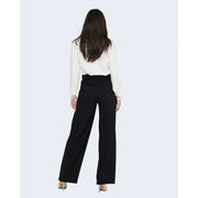 Pantalon noir à taille haute et jambes larges Jacqueline de Yong pour femme, à enfiler, coupe ajustée et plis discrets à la taille.