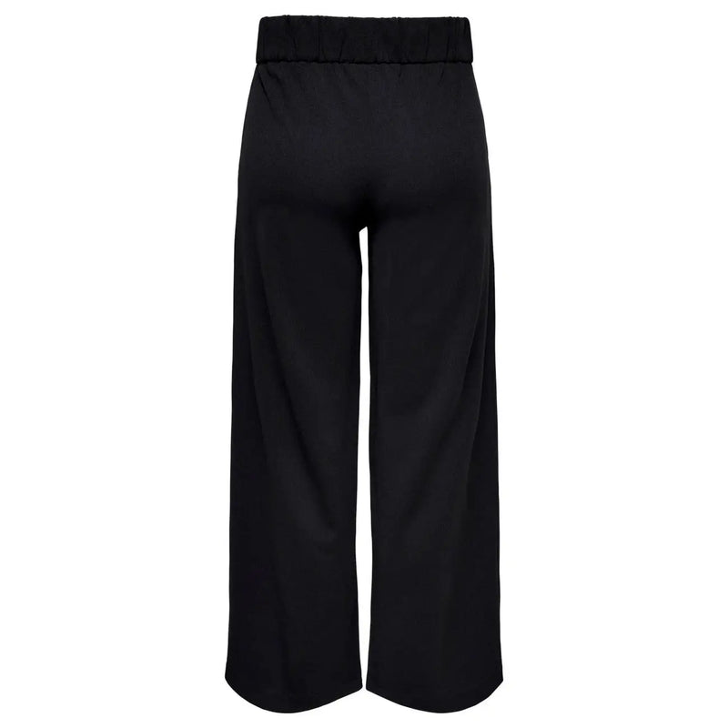 Pantalon noir à jambes larges pour femme Jacqueline de yong, à enfiler, avec taille élastique pour un confort optimal.
