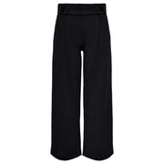 Pantalon noir taille haute à jambes larges, à enfiler, signé Jacqueline de Yong, coupe ajustée et passants de ceinture boutonnés.