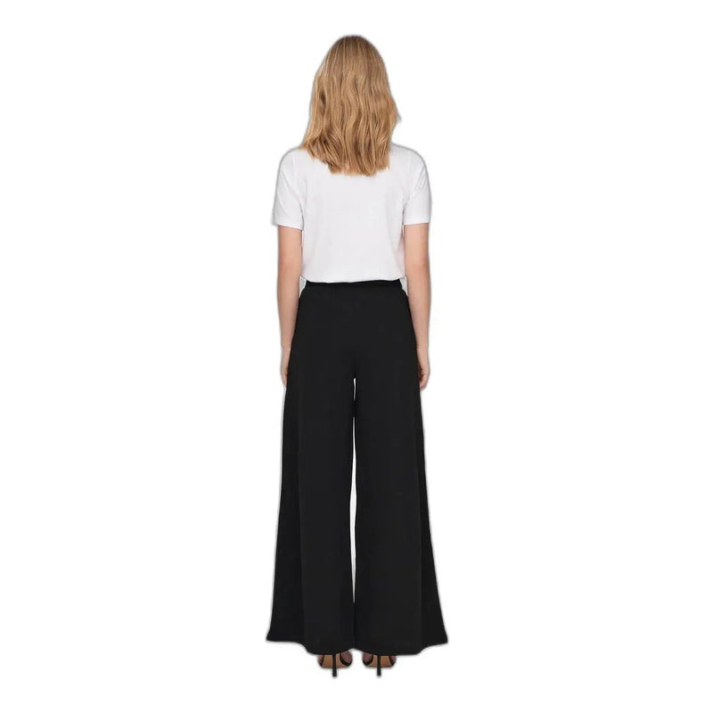 Pantalon noir à jambes larges et à enfiler pour femme Jacqueline de yong, en tissu fluide et élégant, taille haute