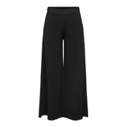 Jacqueline De Yong Pantalon noir à enfiler pour femme, taille haute, jambes larges et tissu fluide.