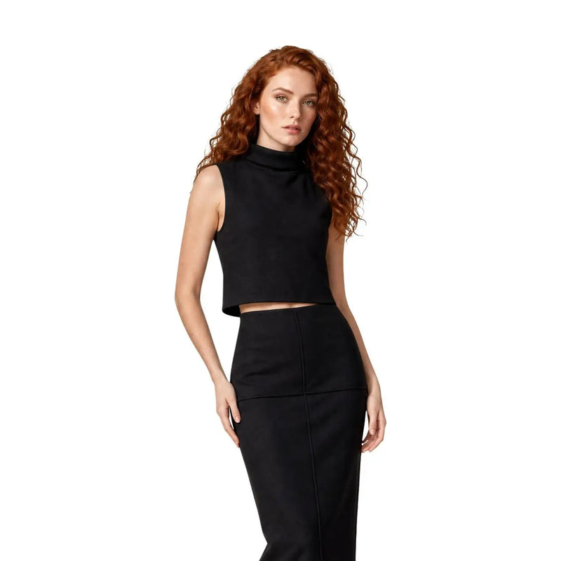 crop top noir à col montant sans manches top par Jacqueline de Yong, avec un design élégant et ajusté pour les femmes