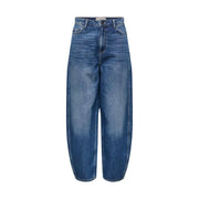 Jean en denim de coton bleu taille haute pour femme Jacqueline de yong, délavage délavé et jambes larges fuselées