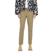 Pantalon chino kaki à jambes droites avec ceinture, signé Jacqueline de Yong, en coton, pour femme, idéal pour une tenue décontractée.