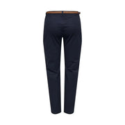 Pantalon chino bleu slim en coton pour femme Jacqueline de Yong, avec une ceinture marron tissée pour une tenue décontractée