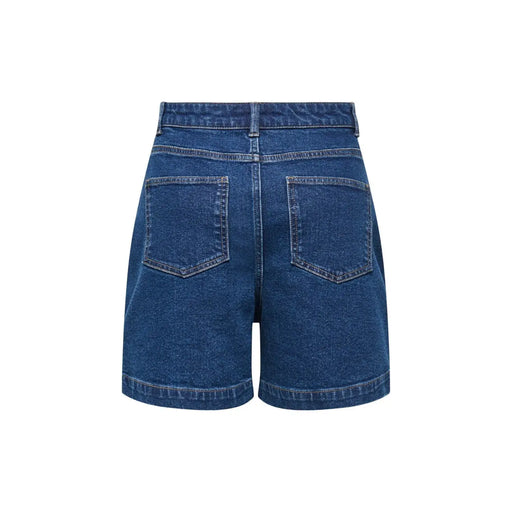 Short en denim bleu coton pour femme Jacqueline de Yong, vue de dos, taille haute et deux poches arrière