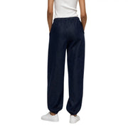 Pantalon de jogging en denim bleu foncé de Jacqueline De Yong avec taille élastique et ourlets à revers, coupe classique