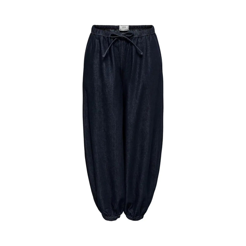 Jean en denim bleu foncé pour femme de Jacqueline de Yong, coupe classique, taille élastiquée avec cordon de serrage