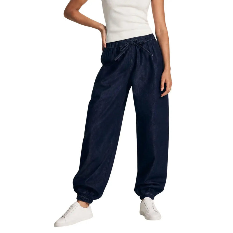 Jean en denim bleu pour femme Jacqueline de yong, coupe classique, pantalon de jogging en denim bleu foncé avec taille élastique et ourlets côtelés