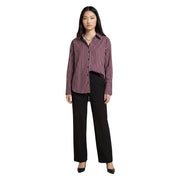 Jacqueline de yong women bordeaux striped cotton shirt in maroon and white with a relaxed fit and button-down design