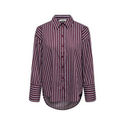 Jacqueline de Yong women bordeaux striped cotton shirt in maroon and white with classic collar and long sleeves