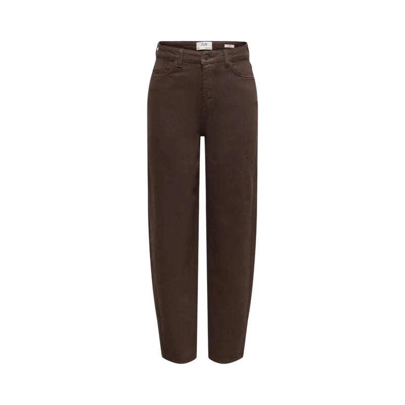 Jean Jacqueline de Yong pour femme, taille haute, en coton marron, coupe droite, en denim classique.