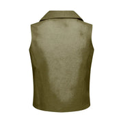 Gilet en coton et lin vert olive de Jacqueline de Yong, doté d'un col structuré pour femme