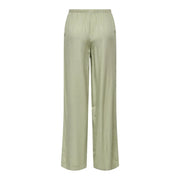 Un pantalon large en lin vert pour femme de Jacqueline de Yong, avec lacets et taille élastiquée en satin sauge clair.