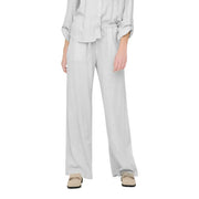 Pantalon en lin vert pour femme Jacqueline de Yong, à lacets, avec taille élastiquée à cordon de serrage gris clair et poches latérales.