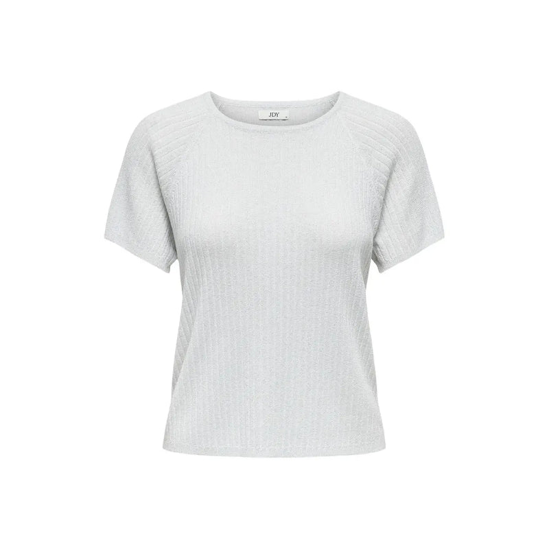 Jacqueline De Yong women light blue viscose t shirt with round neck short sleeves and soft textured knit fabric