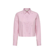 Jacqueline de yong women pink cotton long sleeve shirt with delicate bow embroidery on the front
