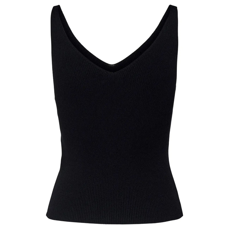 Débardeur femme Jacqueline de Yong top Débardeur en maille côtelée noire à col en V profond, en viscose