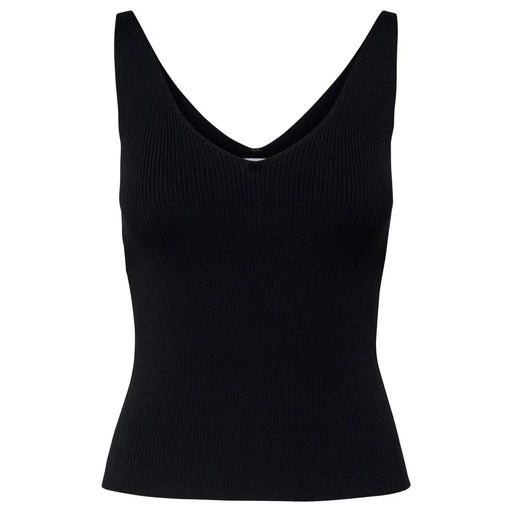 Débardeur noir en maille côtelée top Robe à décolleté en V profond en viscose de la collection femme Jacqueline de Yong