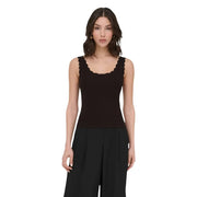débardeur en maille côtelée noire top robe à encolure festonnée de Jacqueline de Yong pour femme, couleur marron