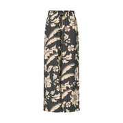 Pantalon large noir en viscose pour femme Jacqueline de yong, orné d'une élégante dentelle florale crème et de coutures à pois.