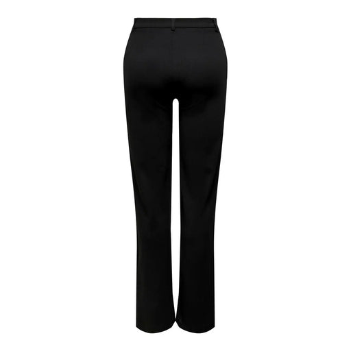 Pantalon noir tailleur Jacqueline de Yong pour femme, en polyester uni, coupe droite élégante et plis discrets à la taille.