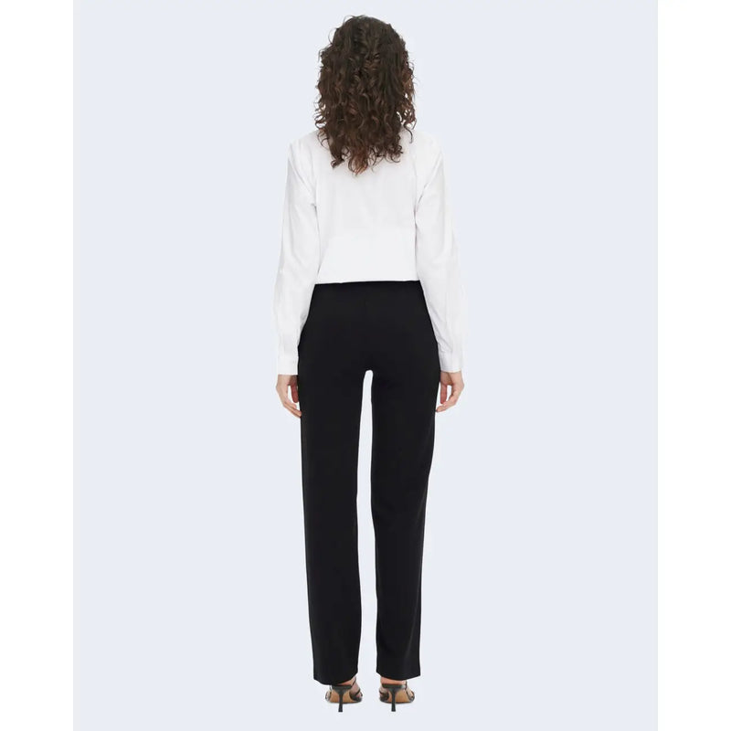 Pantalon noir Jacqueline de Yong pour femme, coupe droite élégante et tissu polyester lisse