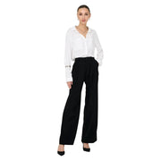 Pantalon noir à jambes larges Jacqueline de Yong, coupe ajustée, plis discrets, fermeture éclair sur le devant et poches latérales