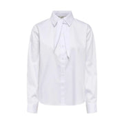 Jacqueline de yong women white cotton long classic shirt featuring a distinctive tie-front design button-down blouse
