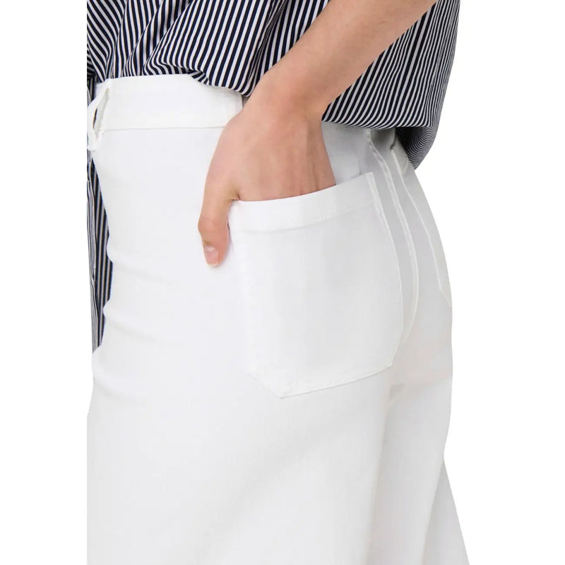 Pantalon taille haute en coton blanc pour femme Jacqueline de yong, au design minimaliste épuré et aux coutures apparentes, taille 30
