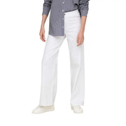 Pantalon large en coton blanc Jacqueline de yong, taille 30, coupe droite nette et plis discrets