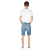 Jeckerson men blue cotton blend shorts in light-wash denim with classic five-pocket design and dark stitching