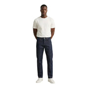 Indigo foncé jeckerson Jean homme en coton biologique, coupe classique cinq poches et délavage subtil aux cuisses