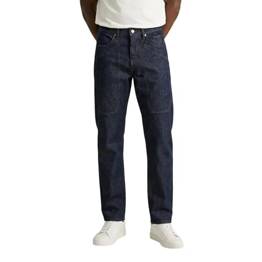 Jeckerson Jean homme indigo foncé coupe droite en denim avec poches plaquées renforcées en coton biologique