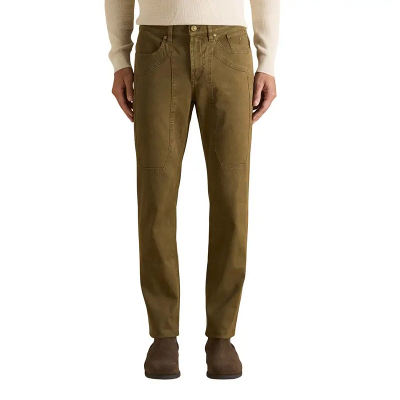 Vert olive jeckerson Pantalon homme à poches plaquées renforcées et coupe classique cinq poches, vue de face